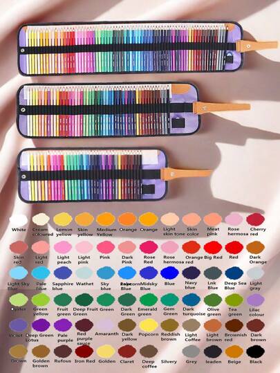 36/50/72 支彩色铅笔套装，软芯美术绘画铅笔素描文具用品，适合成人和儿童初学者，颜色和设计随机