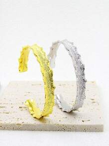 1 Pc Luxury Bangles 100% Real Solid 925 Sterling Silver Ladies Fashion Jewelry Asymmetric Cuff Bangle Sparking Sand Blasting Wide Bangle For Women - Irregular Wave Sparkling Sand Cuff Bracelet - View 7