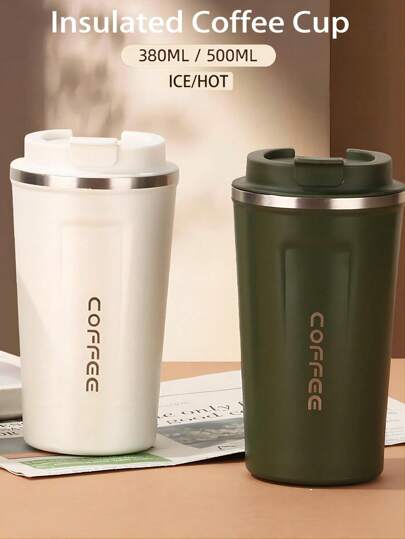 380ml/510ml-Portable 304 Stainless Steel Coffee Cup L Vacuum Insulated Leakproof & BPA-FreelEco Travel Mugfor Office, Gym, Car-Insulated Water Cup, Double-Layer Stainless Steel Insulated Cup