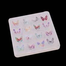 1pc Small Butterfly Nail Art Silicone Mold, 16 Butterflies Mold For Lightweight Clay, Epoxy Resin Craft