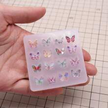 1pc Small Butterfly Nail Art Silicone Mold, 16 Butterflies Mold For Lightweight Clay, Epoxy Resin Craft