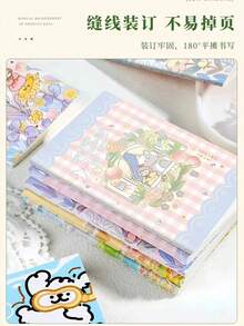 4pcs Cartoon Notebook Soft A7 Journal Pocket Size Student Stationery Prize - Multicolor - View 5