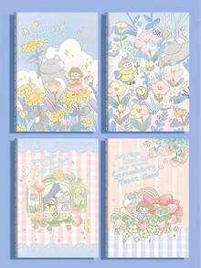 4pcs Cartoon Notebook Soft A7 Journal Pocket Size Student Stationery Prize - Multicolor - View 7