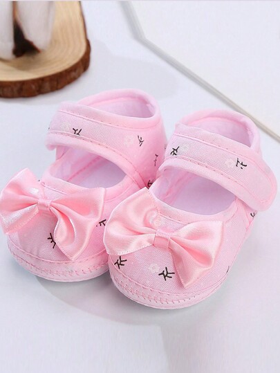 1 par de zapatos calcetines con lazo para bebé en boca cuadrada, calcetines para piso suave para niñas pequeñas