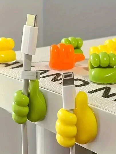 خمسة مشابك إبهام إبداعية لتثبيت خطوط الكابلات، مشابك جذابة لتنظيم الكابلات دون ترك آثار، تسريحات الكابلات لتنظيم وترتيب مكاتب المكاتب مع ألوان عشوائية