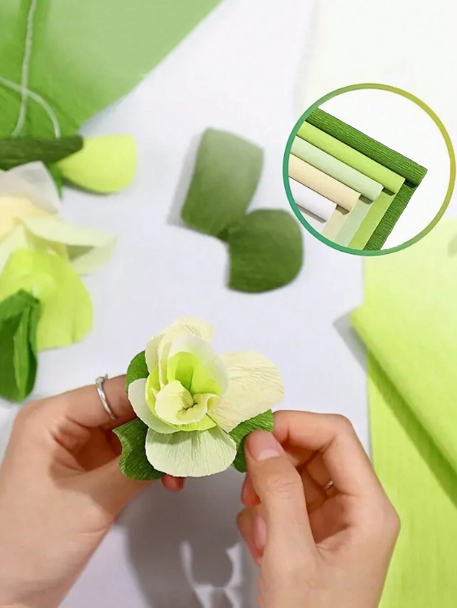 1 件加厚皱纹纸康乃馨 DIY 花手工材料,彩色皱纹玫瑰卷边纸,皱纸花 DIY 套件适用于生日、派对、婚礼装饰 - 彩色 - 查看 1