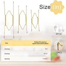 牆上盤子掛勾，盤子牆掛架，用於展示盤子的掛架，可掛在牆上，盤子掛勾，裝飾盤子掛勾，可掛在牆上的裝飾盤子 - 金色 - 查看 7