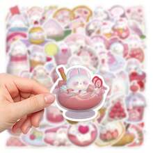 50PCS 3D Pink Pudding Cute Rabbit Rabbit Doodle Stickers Personalized Fashion Creative DIY Decorative Stickers Desk Guitar Laptop Skateboards Water Cups Helmets Popular Decals Toys - Multicolor - View 3