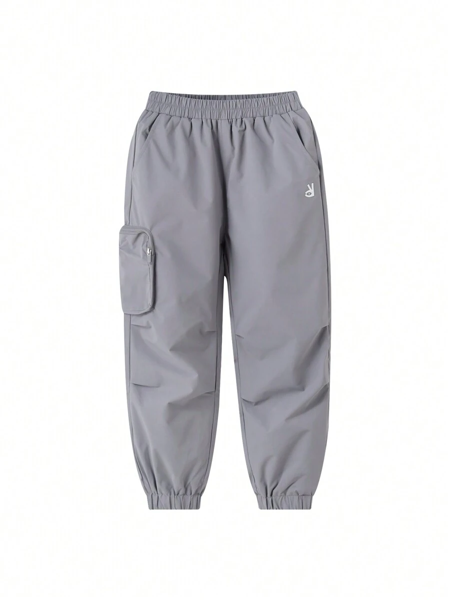 Annil Quần dài thường ngày hai lớp cho bé trai mùa xuân và mùa thu, hợp thời trang và đa năng - Xám - Xem 1