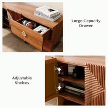 TV Stand For 75+ Inch TV, Mid Century Modern Entertainment Center With 4 Drawers,Storage Cabinet, Large Boho Media TV Console, 66 Inch Long Television Stand For Living Room,Cherry - 櫻桃 - 查看 5