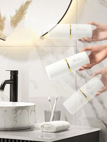 1入行動旅行牙刷收納盒口沖杯，優雅簡約設計，多功能牙刷攜帶盒，適用於度假旅行，學校露營，商務旅行和家用必備物品。