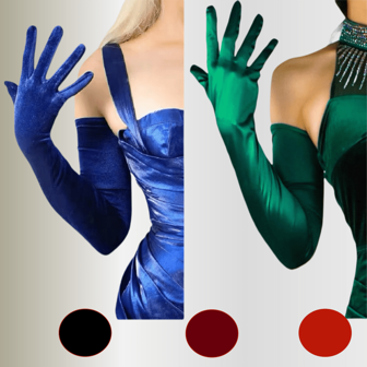 1pair Women's Long Velvet Gloves, Colors: Dark Green, Royal Blue, Black, Wine Red, Red, Suitable For Weddings, Parties, Formal Events, Cosplay Decoration, Festivals, Elegant And Retro Sexy Style Halloween Christmas Autumn Accessories