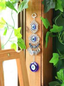 1pc/2pcs Blue Evil Eye Wall Hanging Decoration Home Wind Chime Hanging Decoration Amulet Car Rear View Mirror Hanging Holiday Gift,Home Decor ,Room Decor,Wall Decor