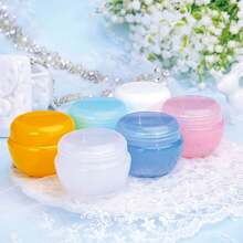 2Pcs/Set Plastic Colourful Mushroom Small Container Face Cream Jar Cosmetic Package Refillable Bottle Travel Sample Box, Portable Accessories Storage - Multicolor - View 1
