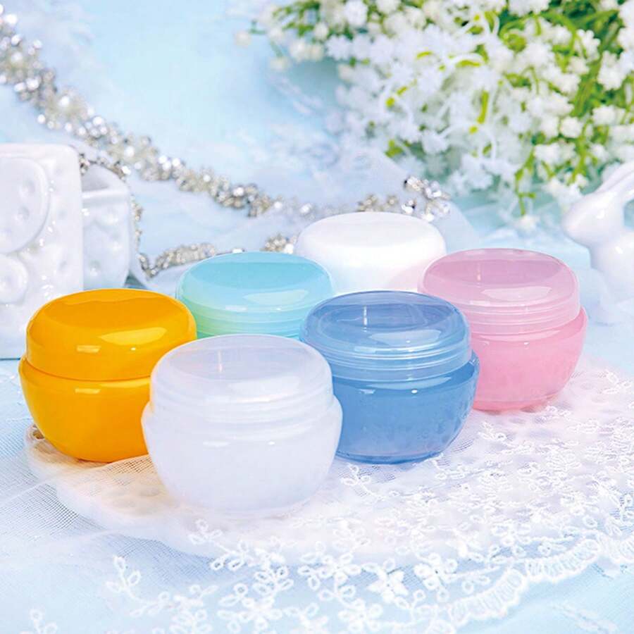 2Pcs/Set Plastic Colourful Mushroom Small Container Face Cream Jar Cosmetic Package Refillable Bottle Travel Sample Box, Portable Accessories Storage - Multicolor - View 1