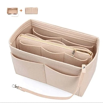 1 件特大/大/中/小多功能大容量毛毡布内衬袋，大容量化妆包，毛毡包，可拆卸简约收纳包