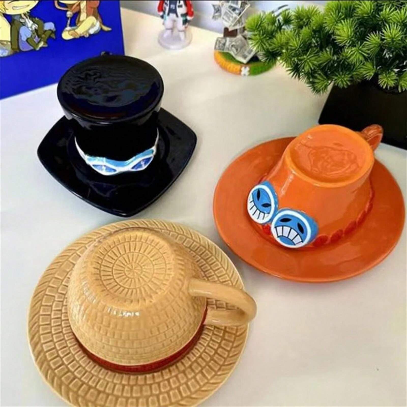 Tazza Da Caffè One Piece - Tazza In Ceramica A Forma Di Cappello Di Luffy Con Piattino, Regalo Per Fan Anime - Foto 12