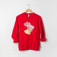 Retro Valentine Hearts | Bella Canvas Sweatshirt - Đỏ - Xem 5