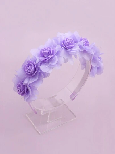 1pc Teen's Purple Flower Hair Band Suitable For Daily Hairstyle Decoration