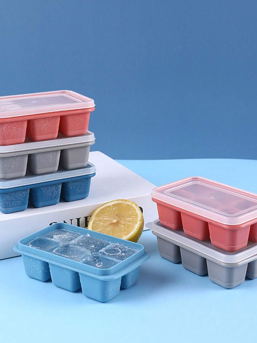 1入複合塑料冰塊盤，方形冰塊盤，適用於威士忌、雞尾酒及自製飲料，保持飲料冰涼，共6個冰塊