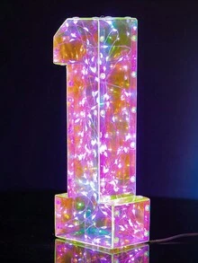 1入組/1-9塑料數字發光LED氛圍燈，USB/電池驅動（不含電池），適用於室內裝飾，適用於生日派對、情人節、週年紀念、婚禮、求婚和其他浪漫氛圍場景裝飾 - 彩色 - 查看 4