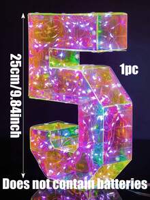 1入組/1-9塑料數字發光LED氛圍燈，USB/電池驅動（不含電池），適用於室內裝飾，適用於生日派對、情人節、週年紀念、婚禮、求婚和其他浪漫氛圍場景裝飾 - 彩色 - 查看 11