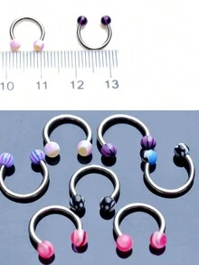 45 Chiếc Hỗn Hợp Acrylic Phẫu Thuật Thân Thép Trang Sức Khuyên Mũi Nhẫn Lưỡi Thanh Rốn Lông Mày Môi Labret Xuyên Bộ - Màu be - Xem 7