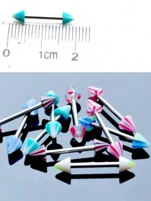 45 Chiếc Hỗn Hợp Acrylic Phẫu Thuật Thân Thép Trang Sức Khuyên Mũi Nhẫn Lưỡi Thanh Rốn Lông Mày Môi Labret Xuyên Bộ - Màu be - Xem 3