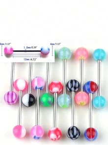 45 Chiếc Hỗn Hợp Acrylic Phẫu Thuật Thân Thép Trang Sức Khuyên Mũi Nhẫn Lưỡi Thanh Rốn Lông Mày Môi Labret Xuyên Bộ - Màu be - Xem 2