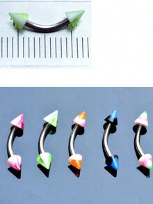 45 Chiếc Hỗn Hợp Acrylic Phẫu Thuật Thân Thép Trang Sức Khuyên Mũi Nhẫn Lưỡi Thanh Rốn Lông Mày Môi Labret Xuyên Bộ - Màu be - Xem 6