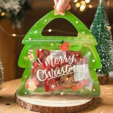 10pcs Christmas Party Candy Biscuit Chocolate Sealed Packaging Bags, Creative Cartoon Cute Version Gift Packaging Bags