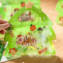 10pcs Christmas Party Candy Biscuit Chocolate Sealed Packaging Bags, Creative Cartoon Cute Version Gift Packaging Bags