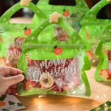 10pcs Christmas Party Candy Biscuit Chocolate Sealed Packaging Bags, Creative Cartoon Cute Version Gift Packaging Bags
