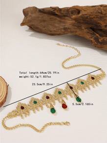 1 pièce Collier chaîne pour la tête en alliage de pierre gemme pendentif en forme de goutte d'eau rétro pour femmes, convient pour les mariages et les fêtes en tant que collier et coiffe