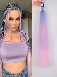 Snythetic Colored Hair Extensions 24 Inch Ponytail Extension With Hair Tie Ombre Braid Ponytail Rainbow Festival Party Rave Crazy Hair Day For Girls Kids