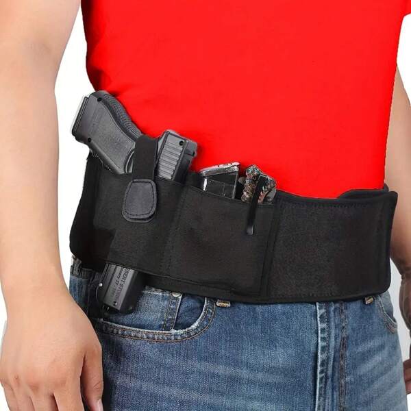1 pieza Funda para pistola Ultimate Belly Band - un cinturón de cintura para llevar oculto adecuado tanto para hombres como para mujeres, compatible con pistolas como Ruger, Smith & Wesson M&P 40 Shield Bodyguard, SIG SAUER, Beretta, 1911, Smith & Wesson Shield, y otros. Funciona como un soporte para pistola, cubierta para arma, funda para arma.