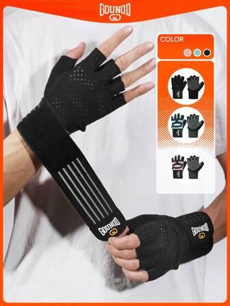 GOUNOD 1pair Workout Gloves For Men And Women, Weight Lifting Gloves With Excellent Grip, Lightweight Gym Gloves For Weightlifting, Cycling, Exercise, Training, Pull, Fitness, Climbing And Rowing,Black Gloves Gym Accessories