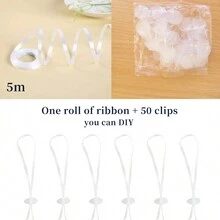 1 paquete de Cierres de globos con helio con cordón, paquete de 50 + 1 rollo de cinta de globos para hacer guirnaldas de globos, cierre de globo blanco, cuerda de globo con helio para boda/fiesta de cumpleaños/fiesta - Multicolor - Ver 7