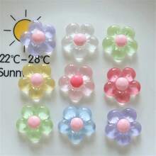 10pcs Mixed Pack Transparent Seven-Color Cartoon Flower Shaped Diy Accessory For Earrings, Hair Accessories, Stationery, Phone Case, Keychain, Cup, Fridge Sticker & Decorative Material, Includes Double-Sided Tape Valentines