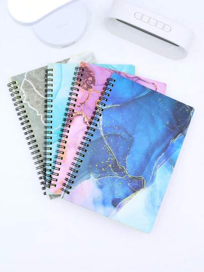 1 pieza Cuaderno de rayas A5 con tapa de mármol creativa, libreta de negocios adecuada para estudiantes y suministros de oficina