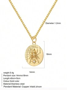 1pc Heart-Shaped Demon Eye, Star & Sun, Turtle, Bee, Conch Shaped Golden Pendant Necklace, Ocean Theme Stainless Steel Women's Jewelry - Yellow Gold - View 38