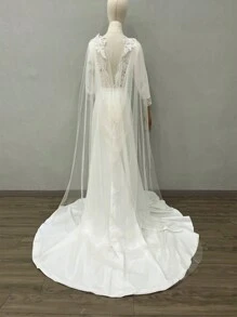 1 件白色蕾丝新娘披肩，婚礼配饰，蕾丝斗篷 200 厘米女士秋装 - 彩色 - 查看 12