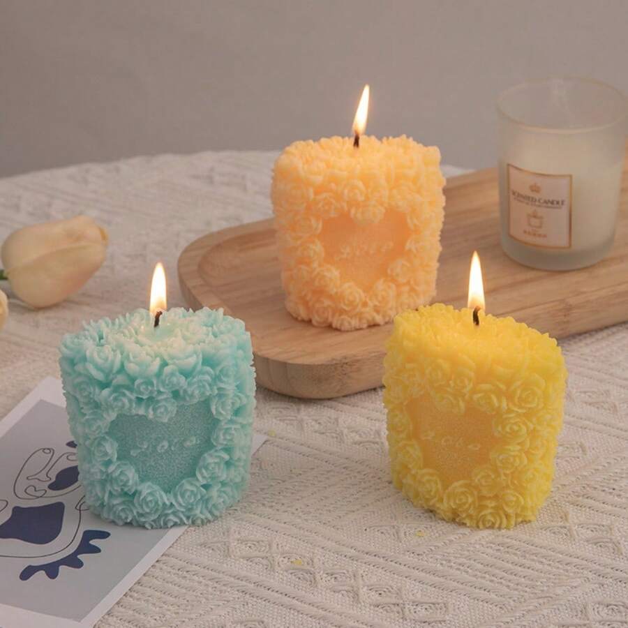 Nến thơm bóng thêu hoa hồng, màu trắng, món quà sinh nhật lãng mạn, hoàn hảo cho quà cưới và lời tỏ tình - Nhiều màu - Xem 1