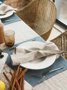 2/6/12pcs French Rustic Style Linen Fabric Simple And Skin-Friendly Absorbent Tablecloth For Hotel, Restaurant, Home, Banquet, Holiday Party Decoration, Including Tablecloth, Coasters And Napkins