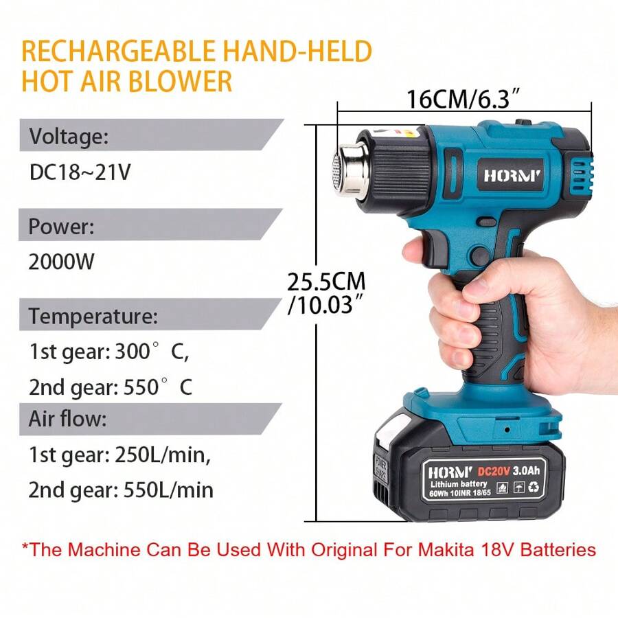 Hormy 18V Rechargeable Heat Gun With Dual Battery Kit 2000W