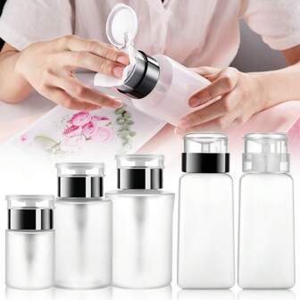 1pc Nail Polish Remover Pump Bottle - Empty Plastic Bottle With Pump For Nail Polish Removal, Can Be Used With Makeup Pad