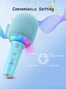 FIFINE Wireless Bluetooth Karaoke Microphone With Built-In Speaker, Blue - Blue - View 7