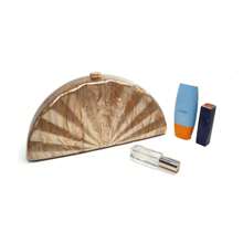 拿鐵大理石亞克力晚宴包袋，波浪表面，配金鏈，優雅晚宴手提包，適用於婚禮、演唱會派對和禮品 - 咖啡棕 - 查看 7