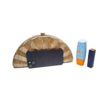 拿鐵大理石亞克力晚宴包袋，波浪表面，配金鏈，優雅晚宴手提包，適用於婚禮、演唱會派對和禮品 - 咖啡棕 - 查看 5