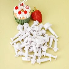 Mayúsculas y minúsculas Letras inglesas, Números Molde de pastel de fondant de silicona, Sello de prensa de primavera para galletas, Herramienta para hornear en la cocina del hogar y Decoración de pasteles - Azul y blanco - Ver 11